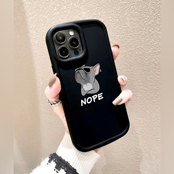 NWT iPhone 13ProMax Snarky Humor Dog Head Black Rubber Case w/White Writing - Picture 3 of 3